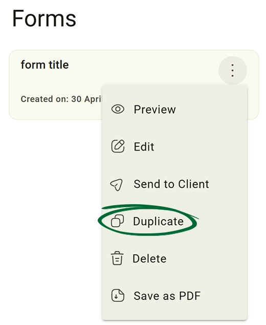Click “Duplicate Form” screenshot